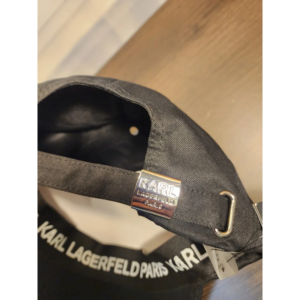 Karl Lagerfeld Rock and Roll Embellished Baseball Hat Cap Beanie - Black - Picture 11 of 16